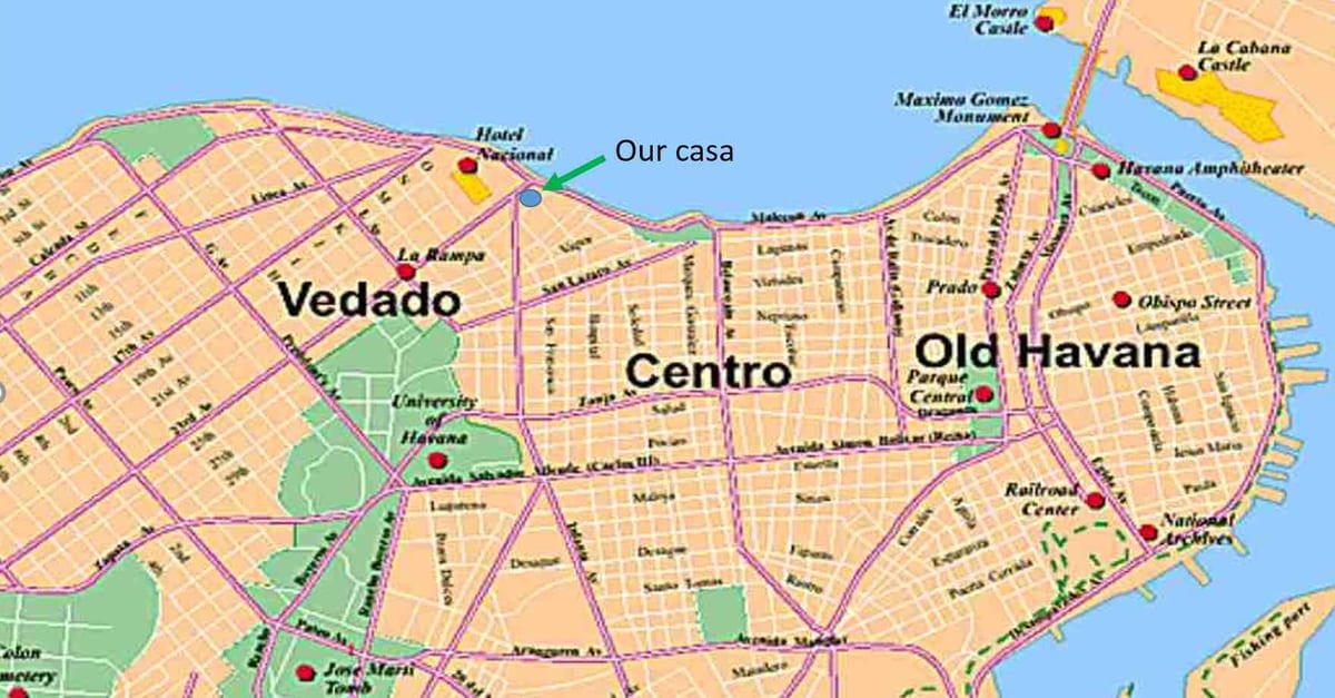 kaart Havana linnaosade