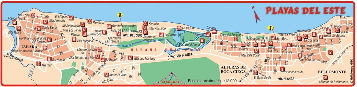 kaart playa del este Kuuba
